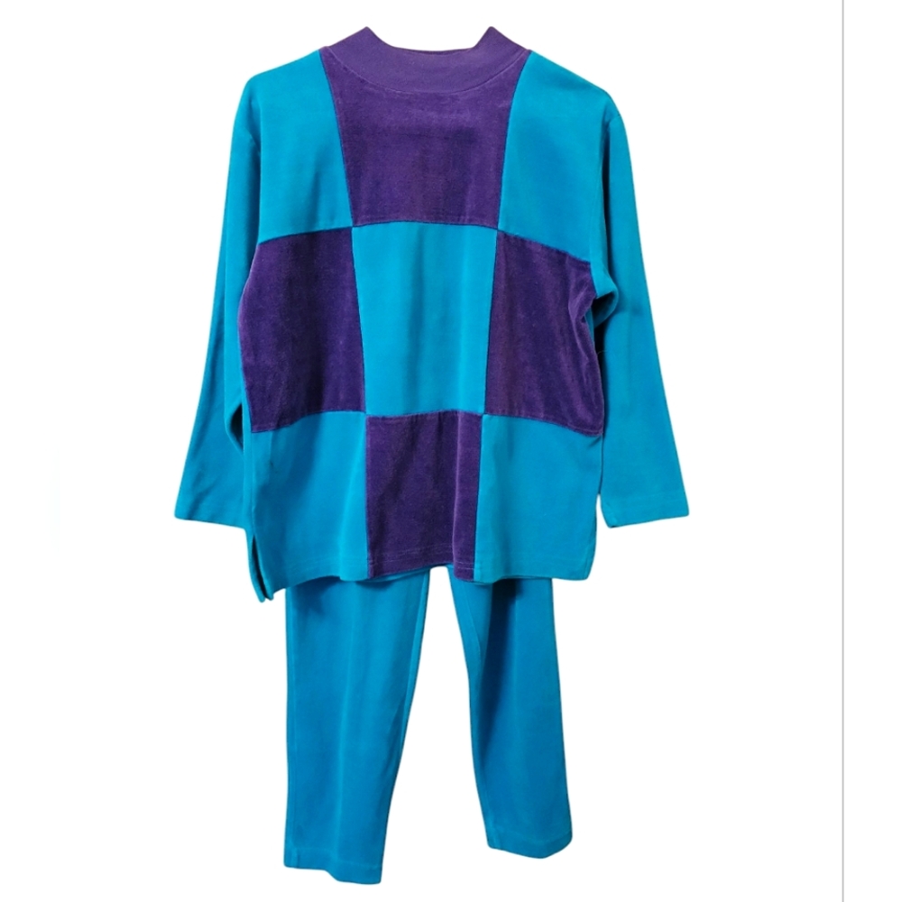 Vintage Checked Purple & Green Sweater Set